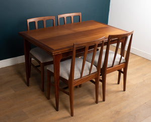 Retro 1960s Solid Afrormosia Draw Leaf Extending Dining Table & 4 Four Chairs by John Herbert for A.Younger