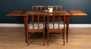 Retro 1960s Solid Afrormosia Draw Leaf Extending Dining Table & 4 Four Chairs by John Herbert for A.Younger