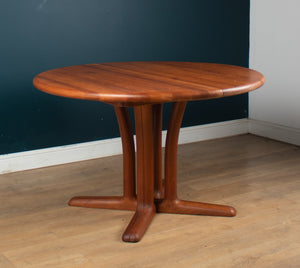 Retro 1960s Long Danish Extending Solid Dining Table in Teak from Dyrlund