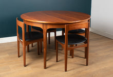 Load image into Gallery viewer, Retro Teak 1960s Round Dining Table &amp; Four Space Saving Chairs By Nathan