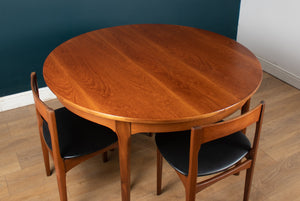 Retro Teak 1960s Round Dining Table & Four Space Saving Chairs By Nathan