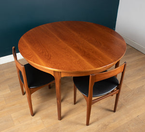 Retro Teak 1960s Round Dining Table & Four Space Saving Chairs By Nathan