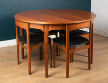 Load image into Gallery viewer, Retro Teak 1960s Round Dining Table &amp; Four Space Saving Chairs By Nathan