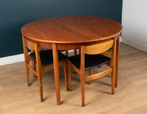 Retro Teak 1960s Space Saving Dining Table & Six Chairs