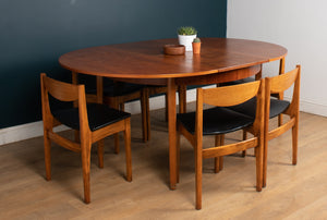 Retro Teak 1960s Space Saving Dining Table & Six Chairs