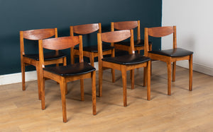 Retro Teak 1960s Space Saving Dining Table & Six Chairs