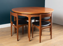 Load image into Gallery viewer, Retro 1960s Teak Round Dining Table &amp; Four Space Saving Chairs By Nathan