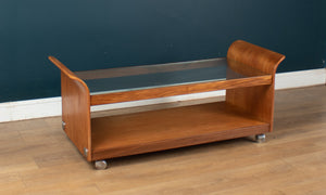 Retro 1960s G Plan Tulip Sleigh Teak & Glass Coffee Table