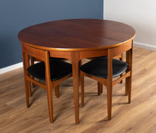 Load image into Gallery viewer, Retro 1960s Teak Round Dining Table &amp; Four Space Saving Chairs By Nathan