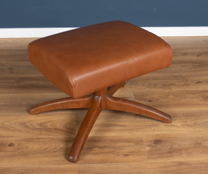 Pair Of Vintage Ercol 'Gina' Recliner Leather Arm Chairs With Footstools