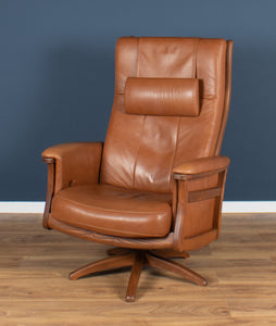 Pair Of Vintage Ercol 'Gina' Recliner Leather Arm Chairs With Footstools