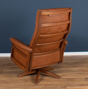 Pair Of Vintage Ercol 'Gina' Recliner Leather Arm Chairs With Footstools