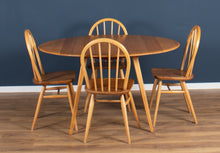 Load image into Gallery viewer, Blonde Ercol 384 Windsor Drop Leaf Table And Four 4 Model 400 Kitchen Chairs